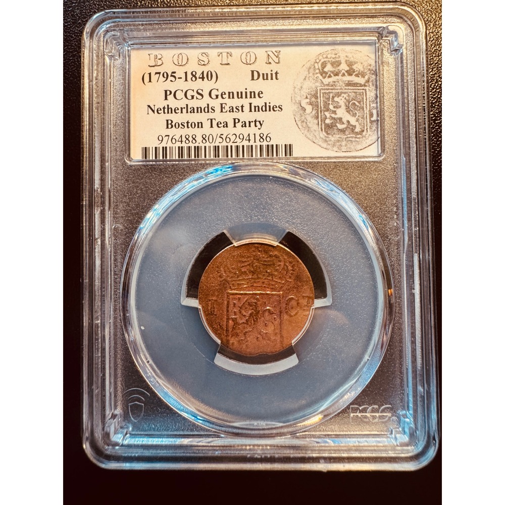 1837 Netherlands East Indies Duit PCGS Genuine Boston Tea Party Copper Coin